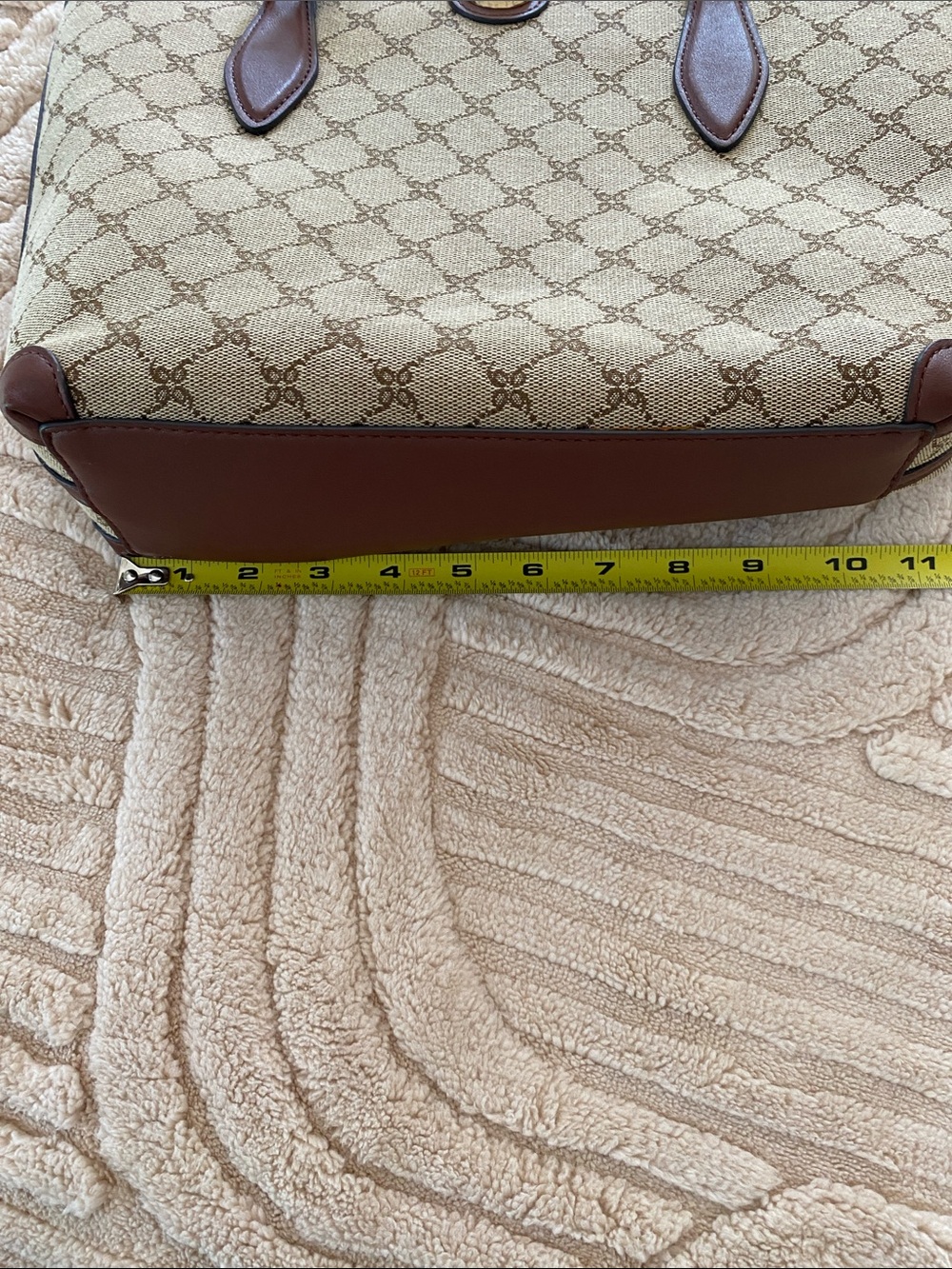 Nine West Brown Monogram-Style Tote with Tan Canvas - Picture 8 of 12